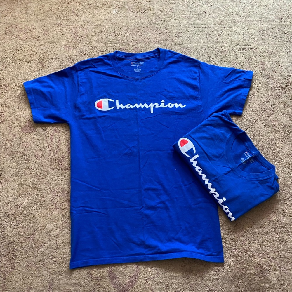 TWO (2) Champion Blue T-shirts - Small